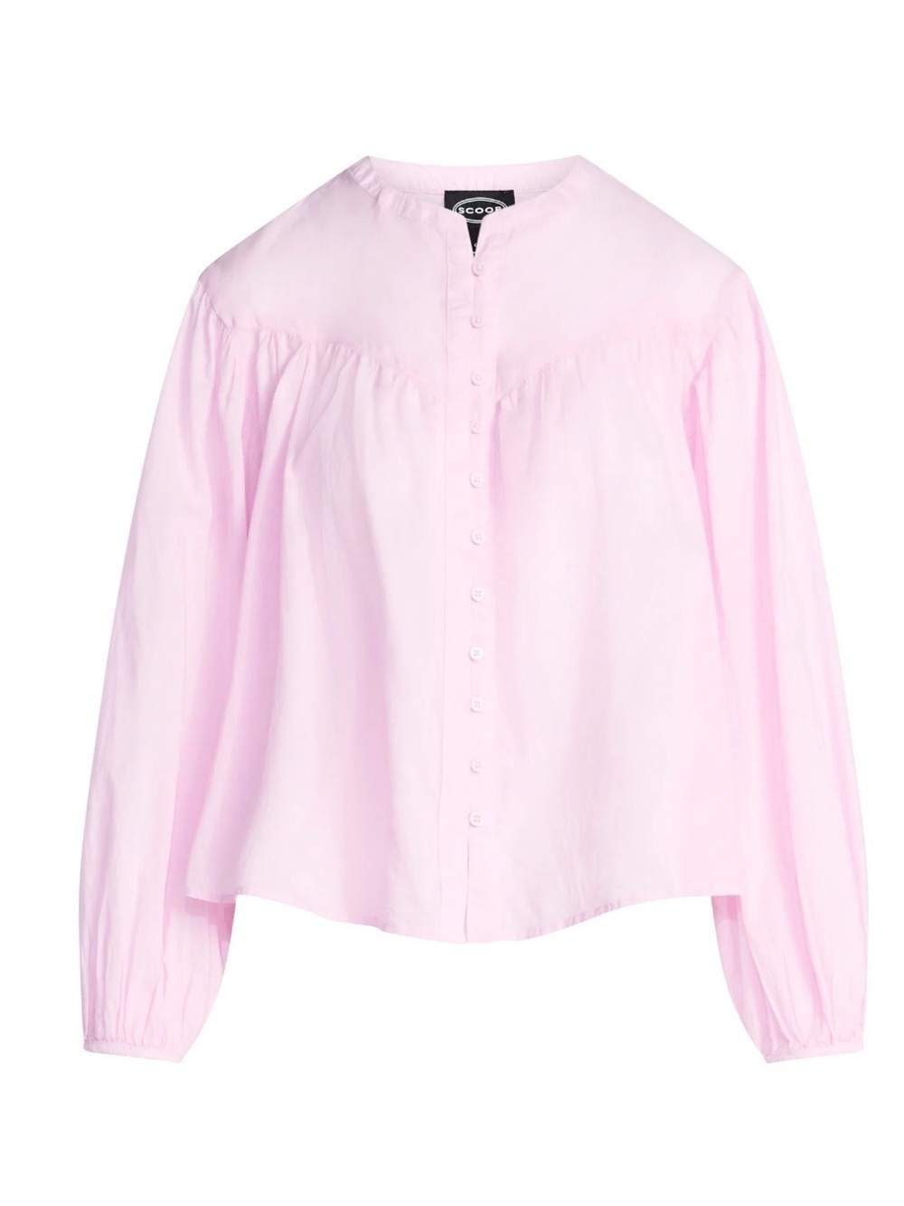 Scoop Women's Flowy Cotton Blouse with Long Sleeves, S